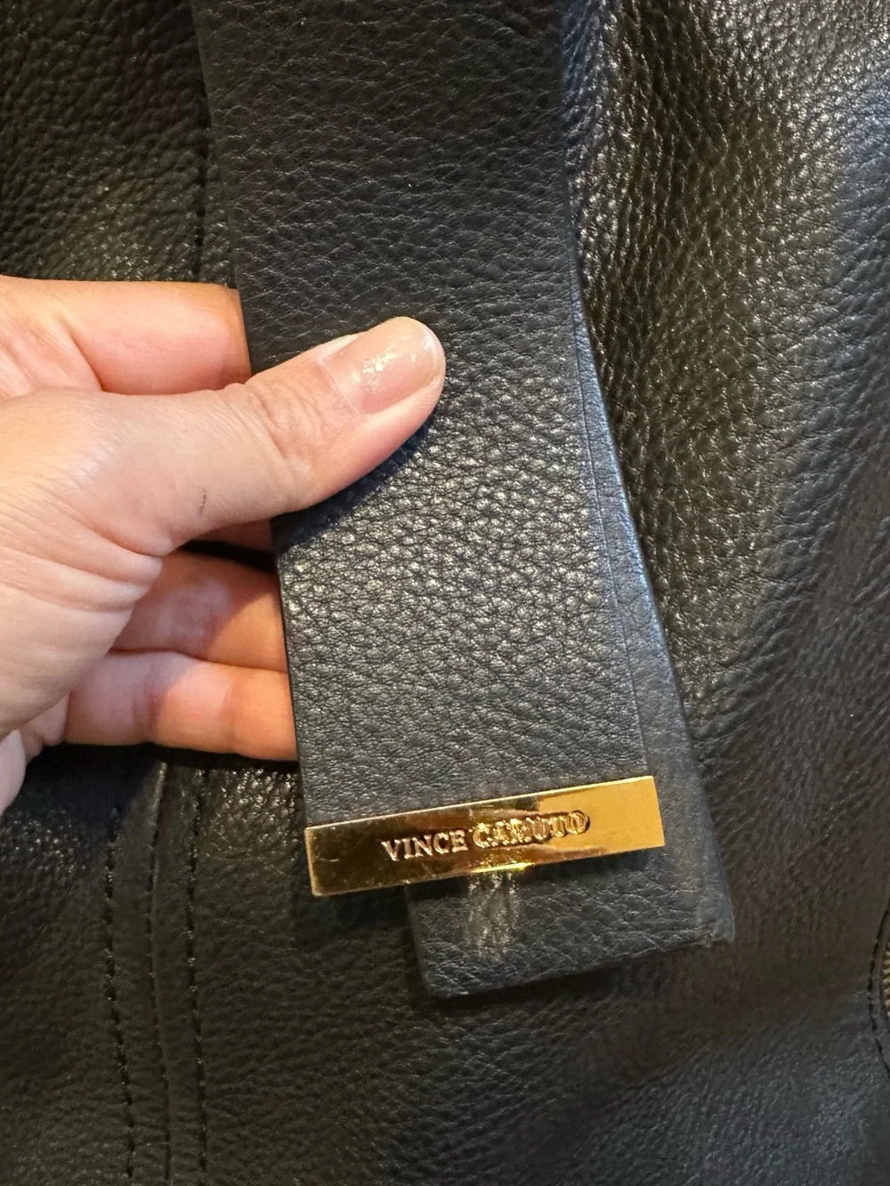Vince Camuto Black Leather sling Backpack with Gold Accent